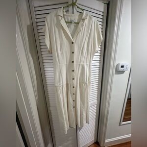 Linen white drop waist dress size 10